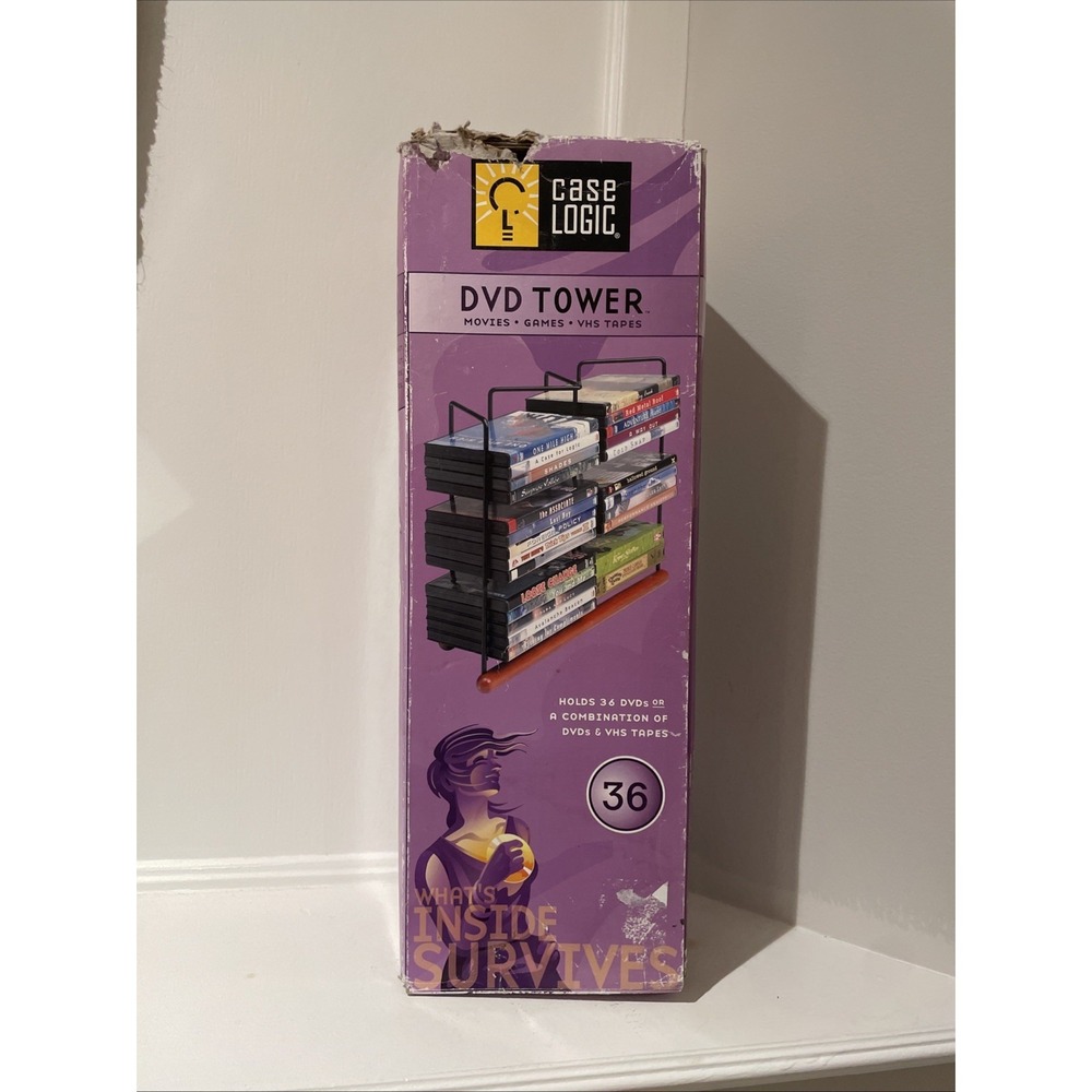 Case Logic DVD CD VHS Tower 36 DVD Capacity New Open Box Model DWT36